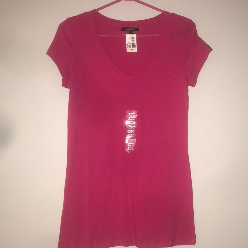 Pink shirt.